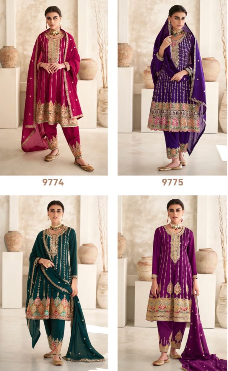 Zari work silk suit set