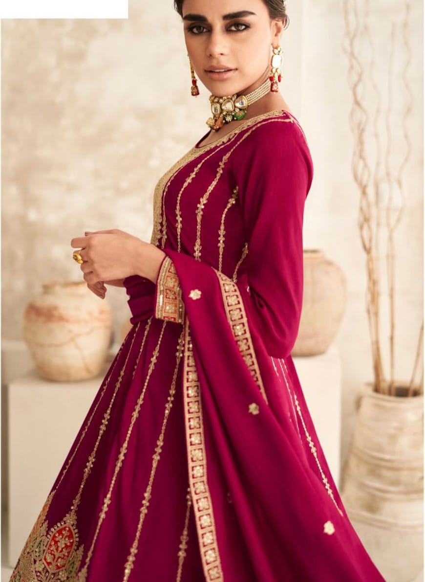 Zari work silk suit