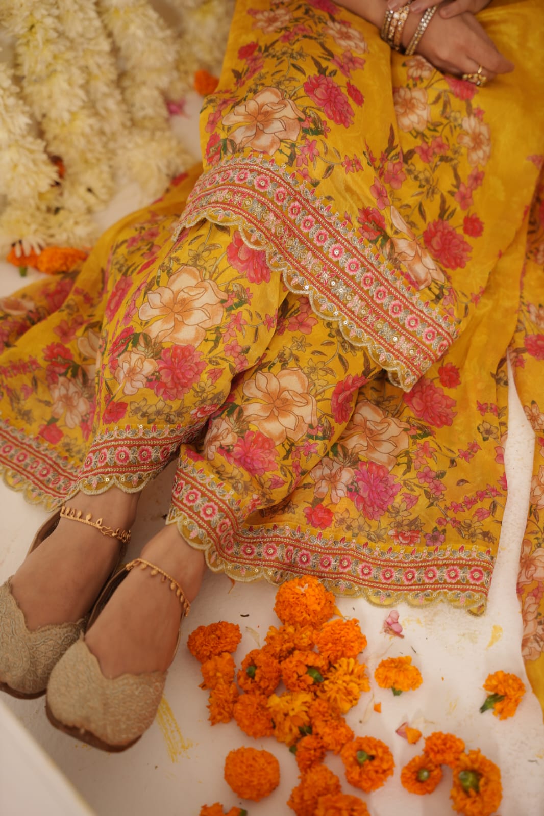 Multicolored Sharara set -yellow