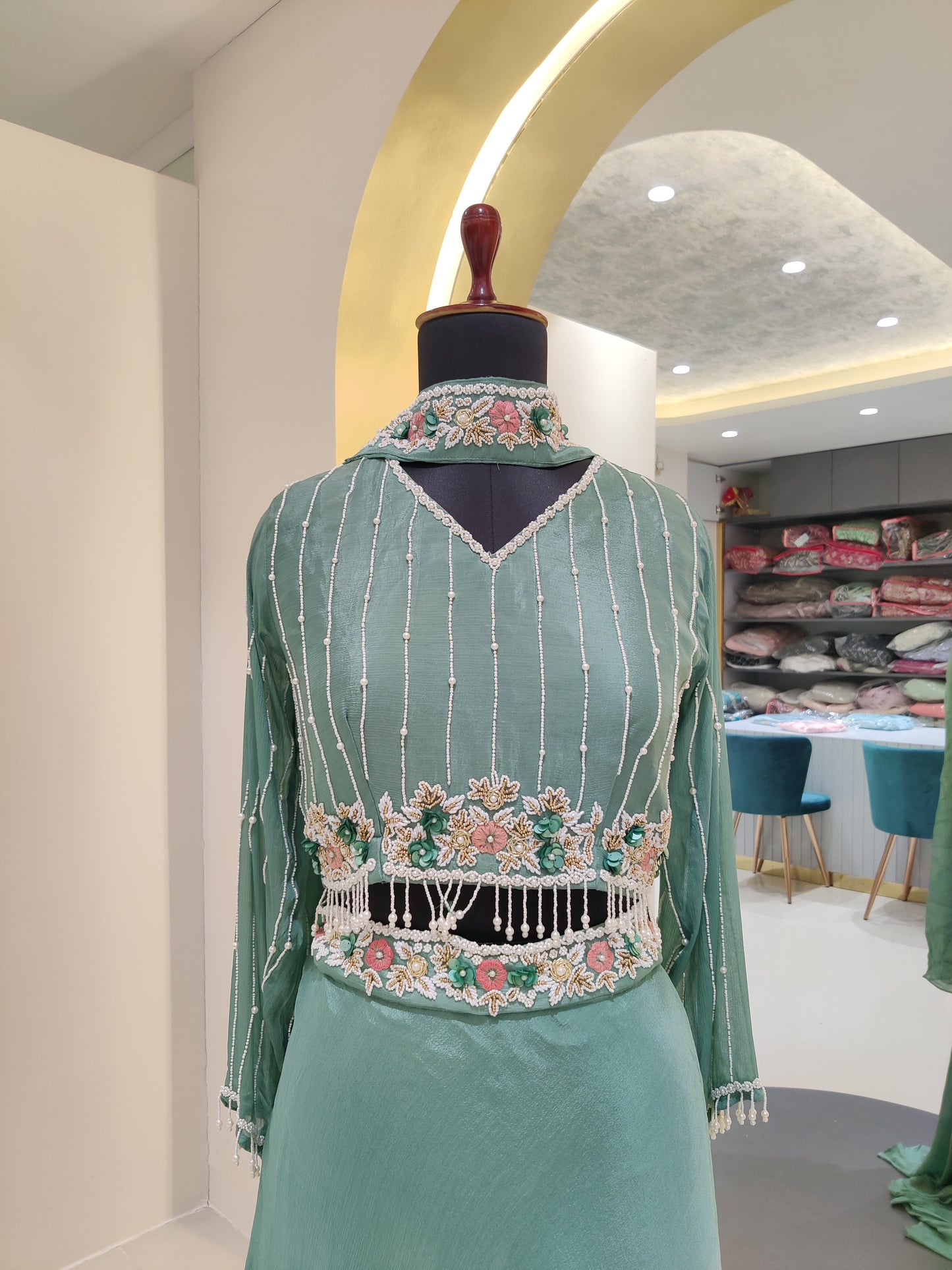 pearl detailed lahenga