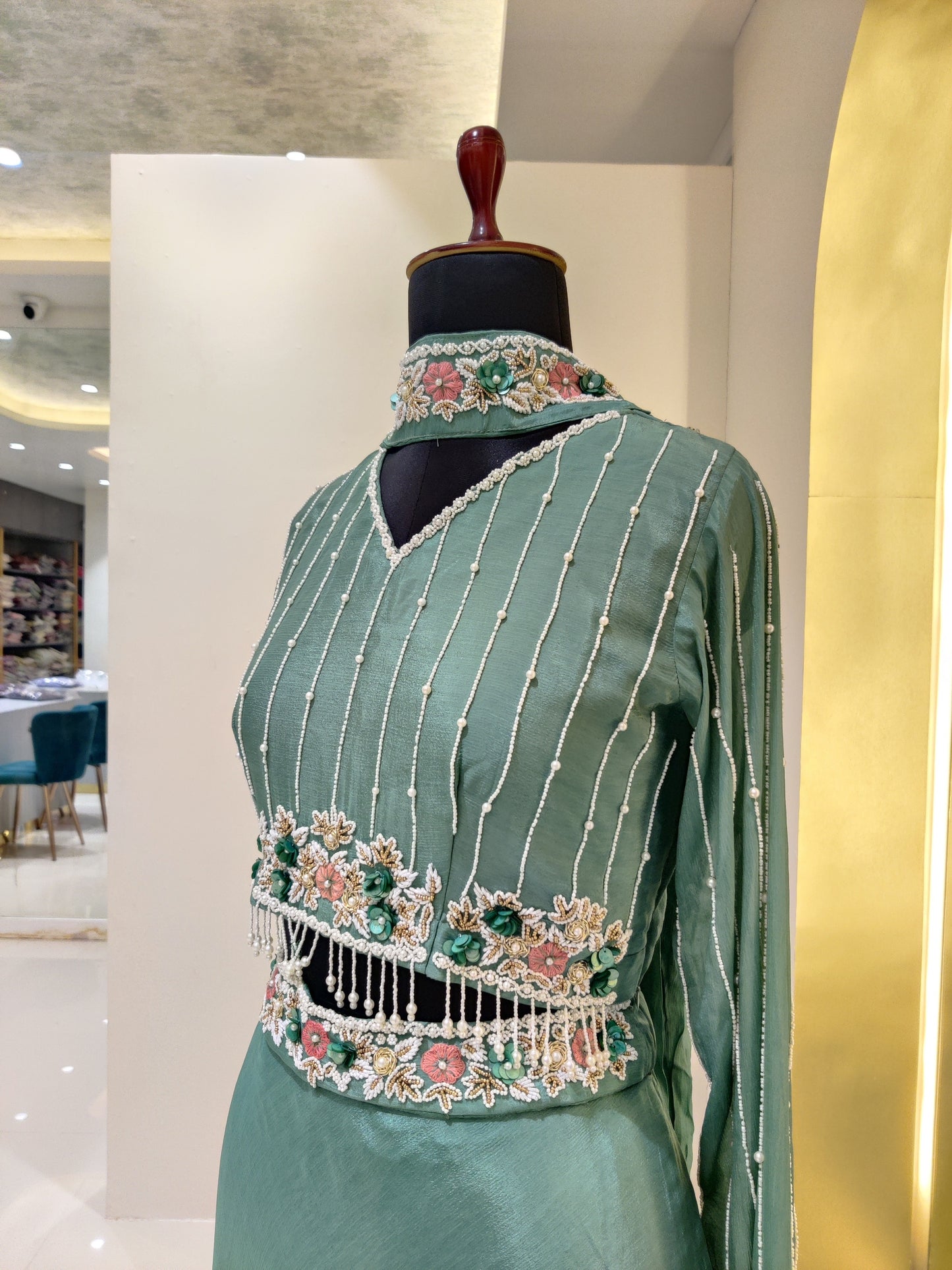 pearl detailed lahenga