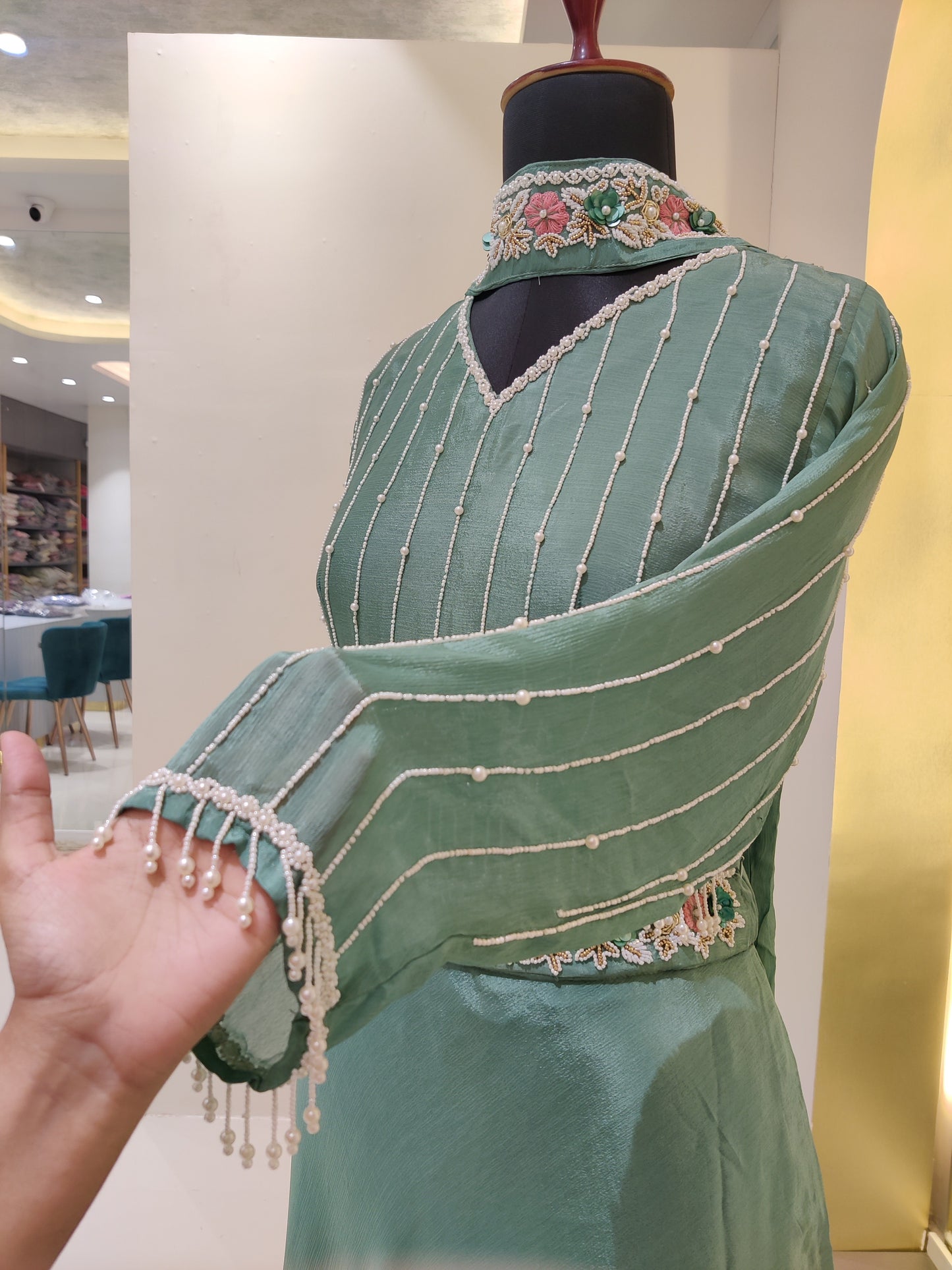 pearl detailed lahenga