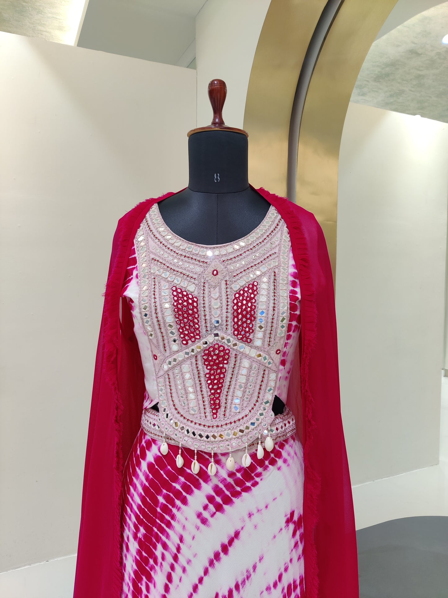 Shibori printed lehenga set
