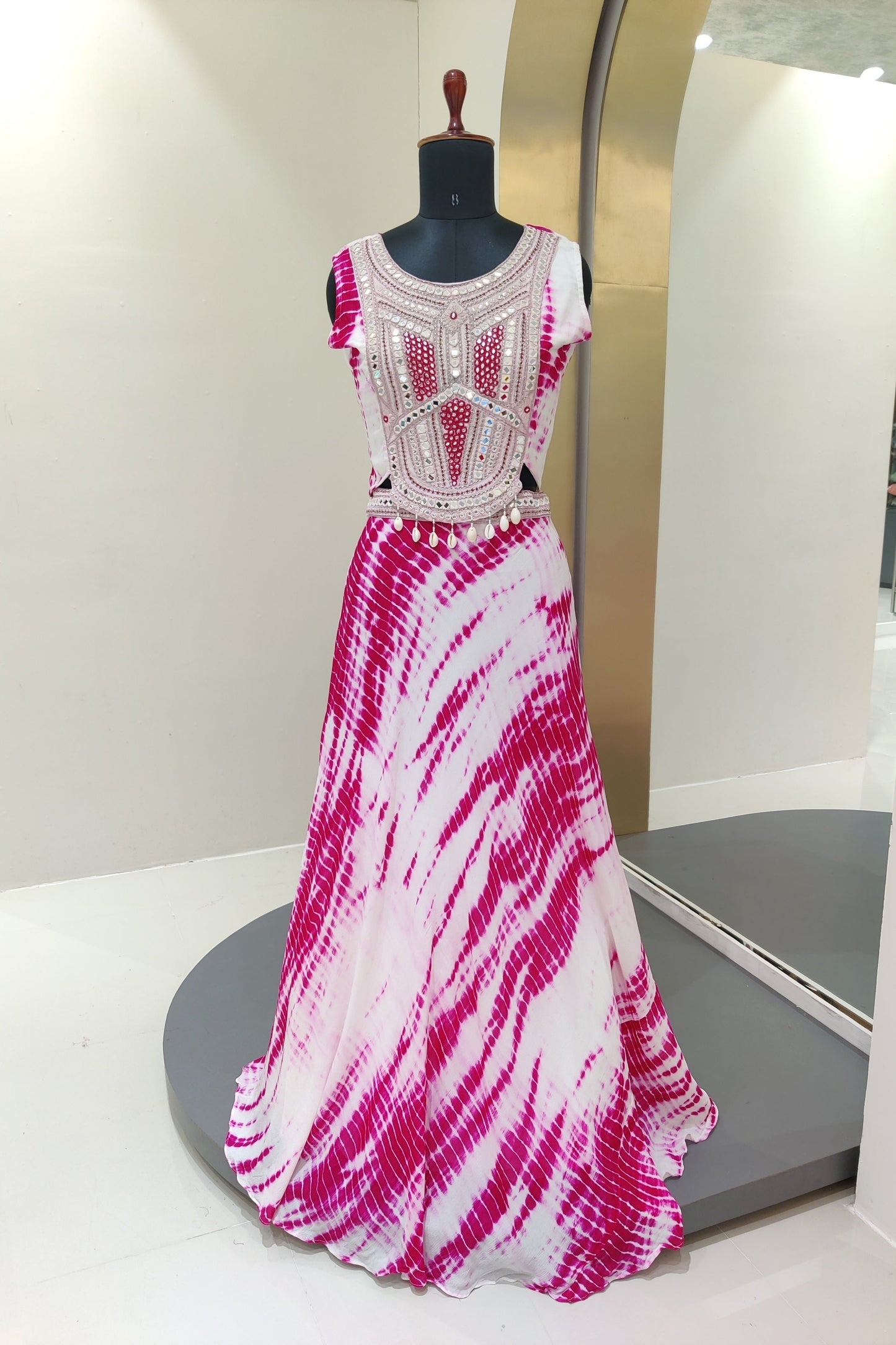 Shibori printed lehenga set