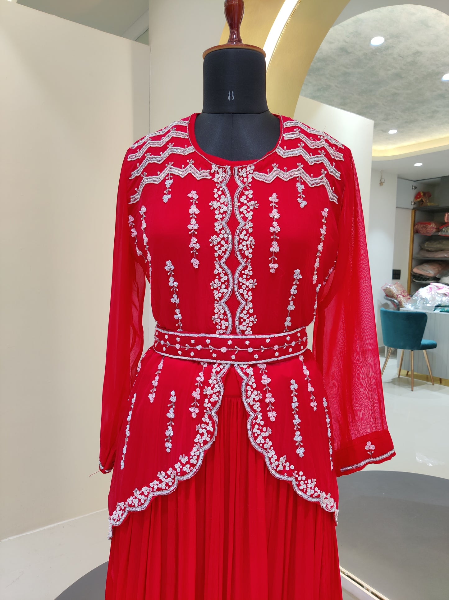 Embellished long top with skirt
