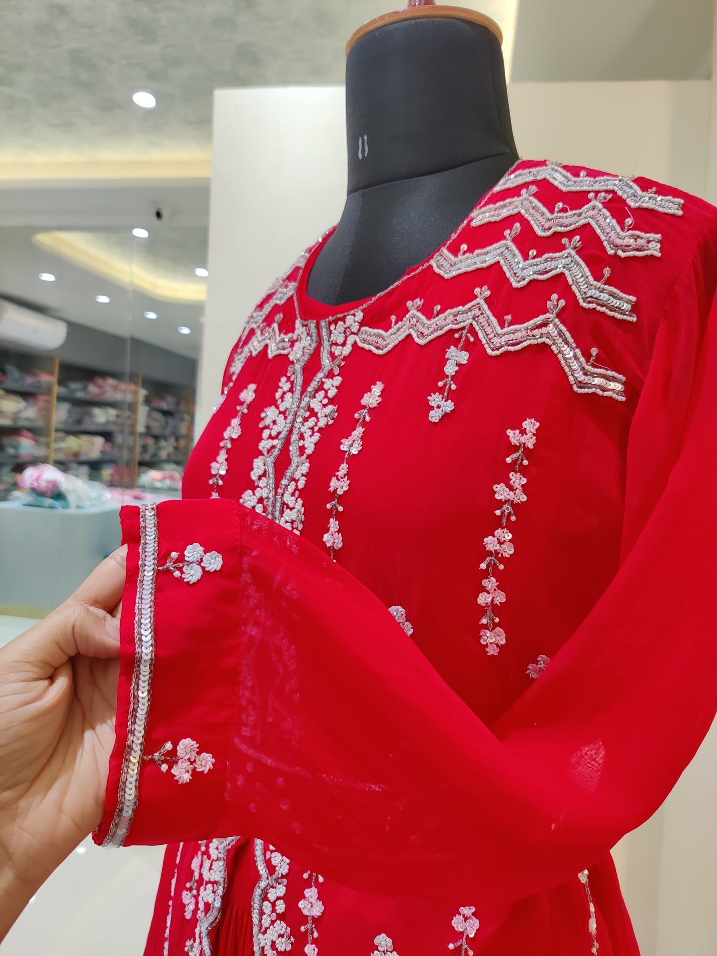 Embellished long top with skirt