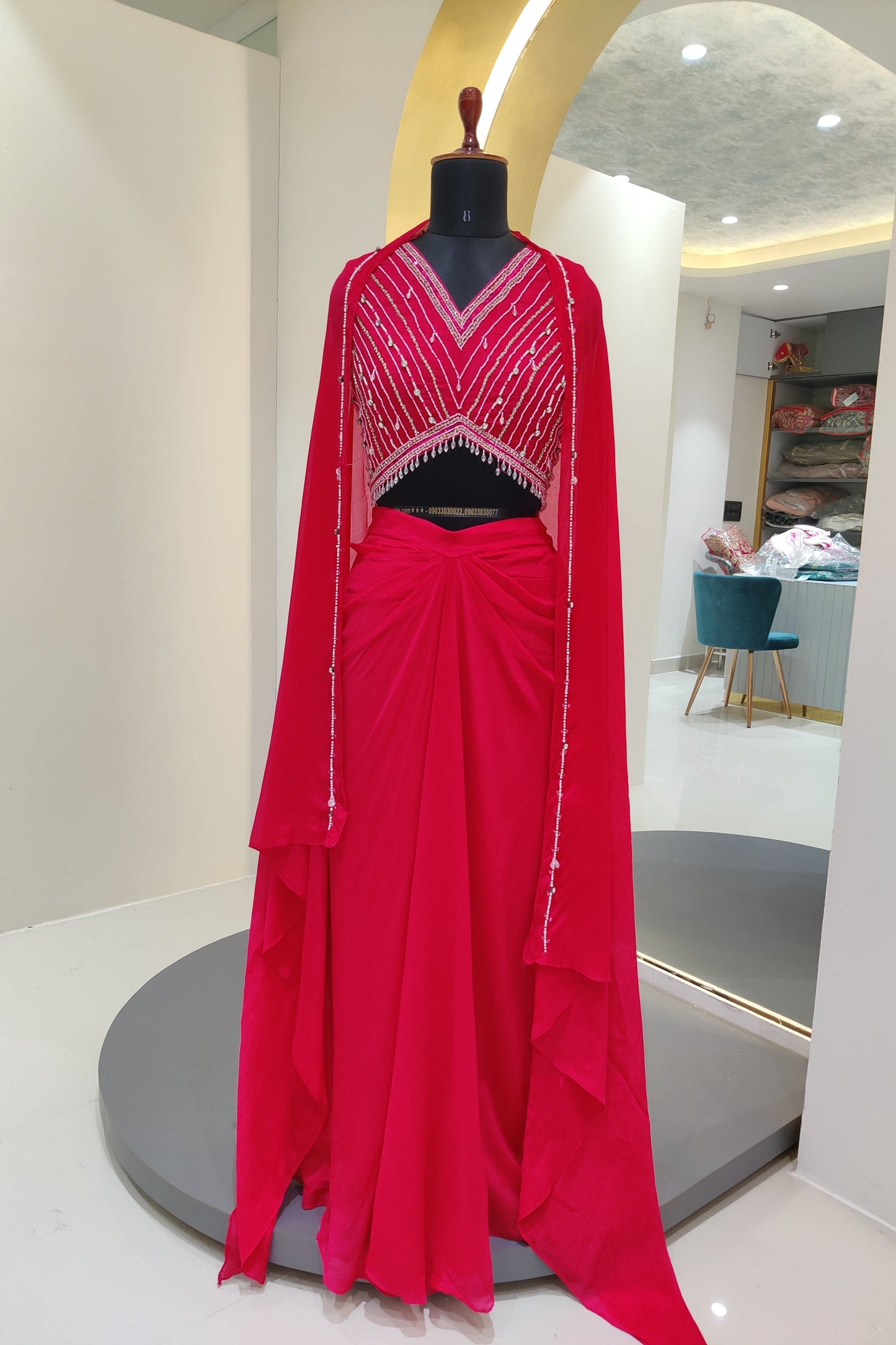 Crop top with skirt - Red Color
