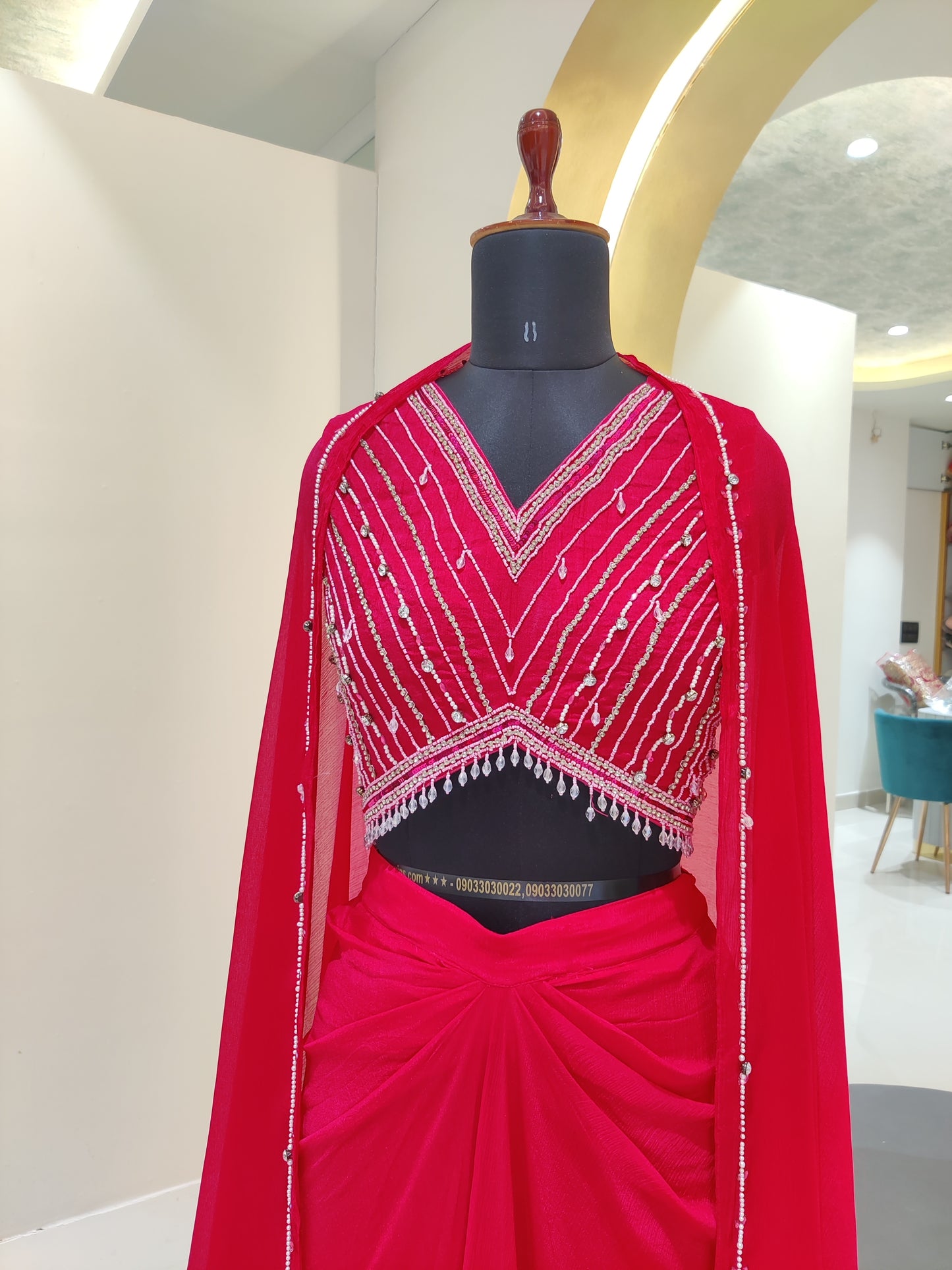 Crop top with skirt - Red Color