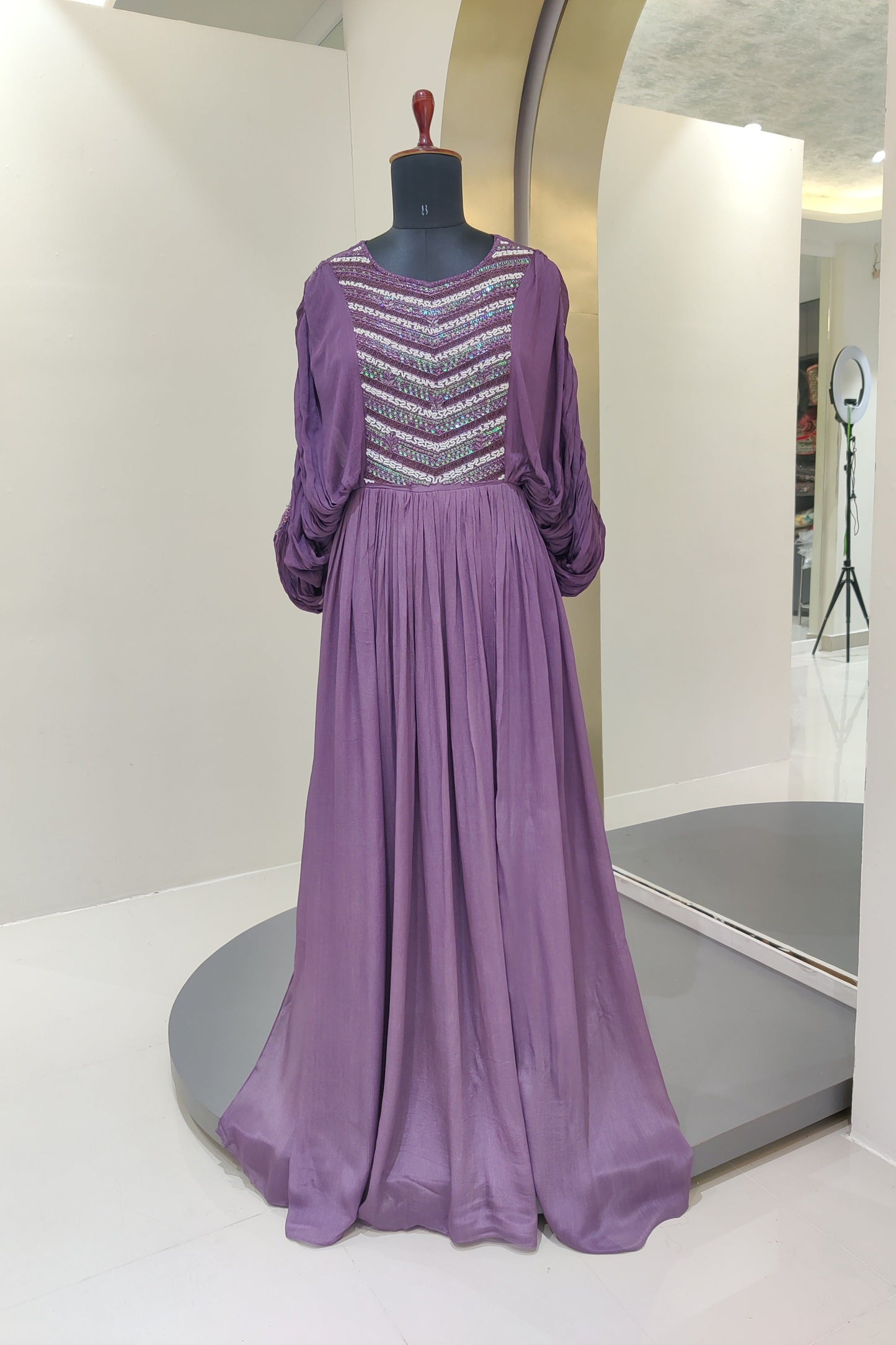 chinnon gown with hand work