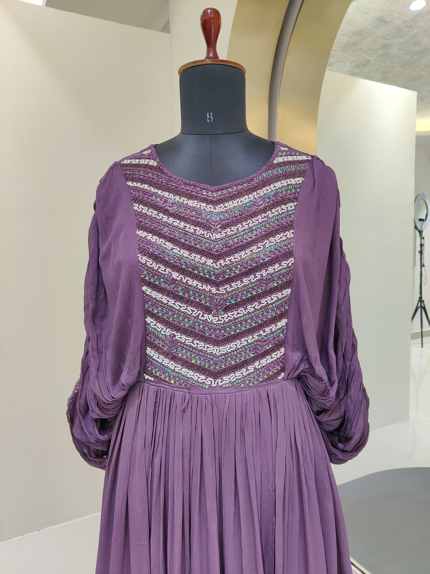 chinnon gown with hand work