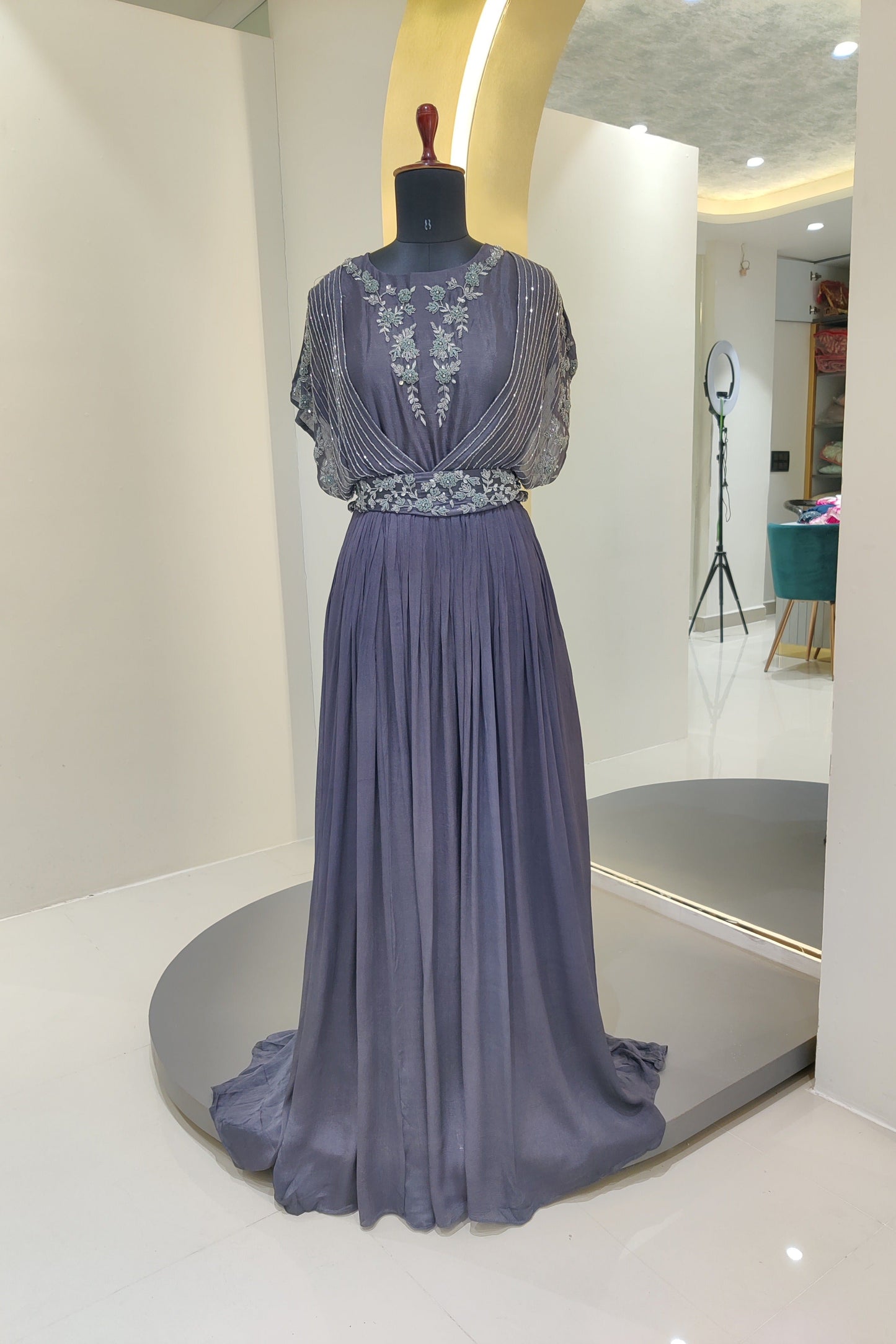 chinnon gown with hand work