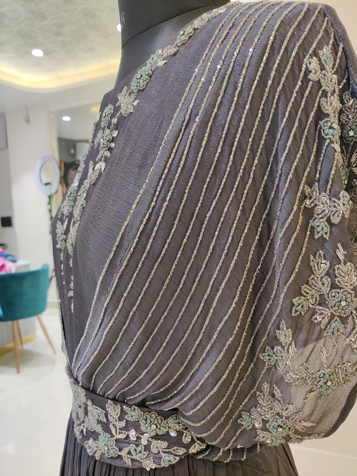 chinnon gown with hand work