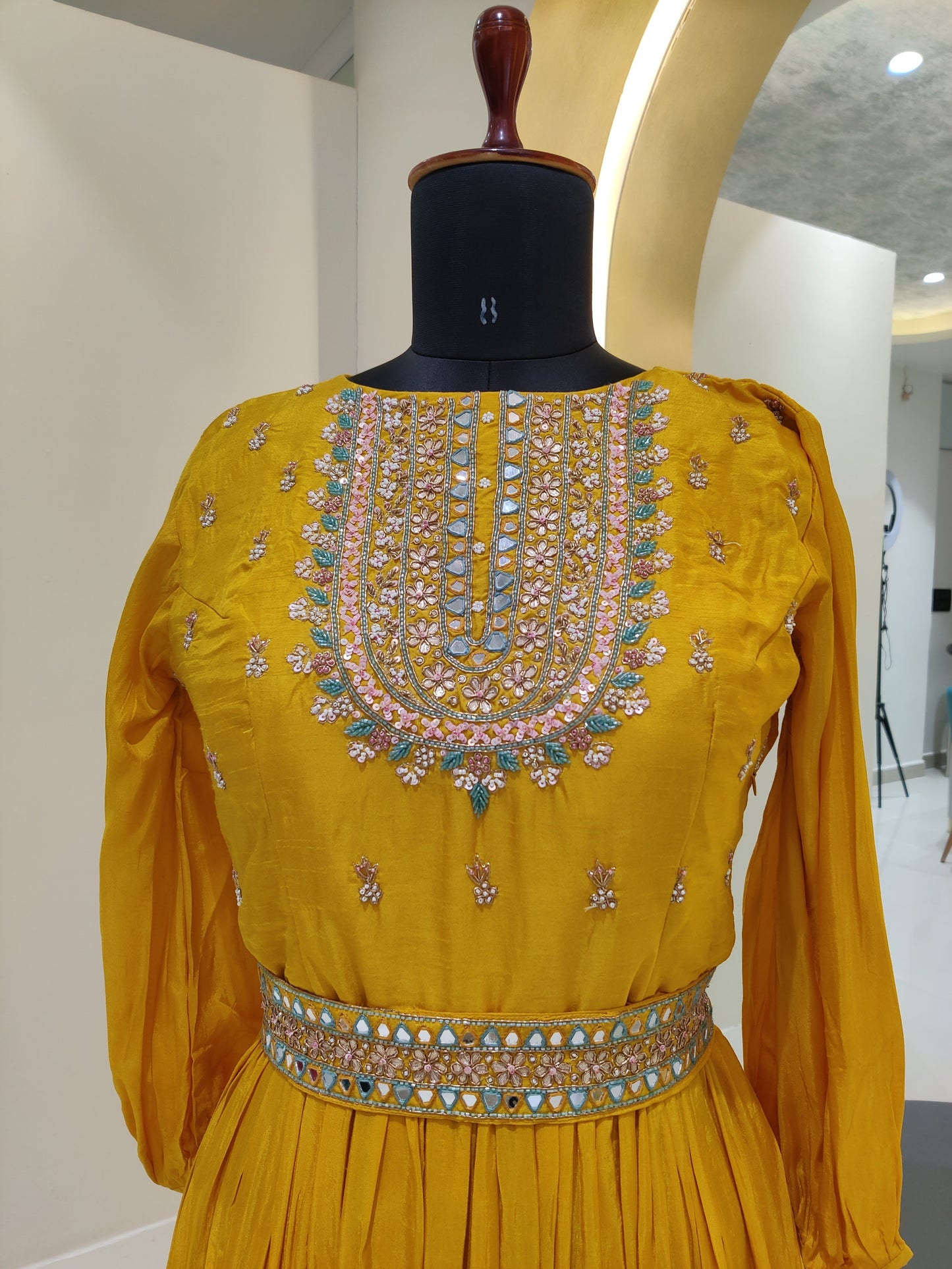 Silk gown with hand work