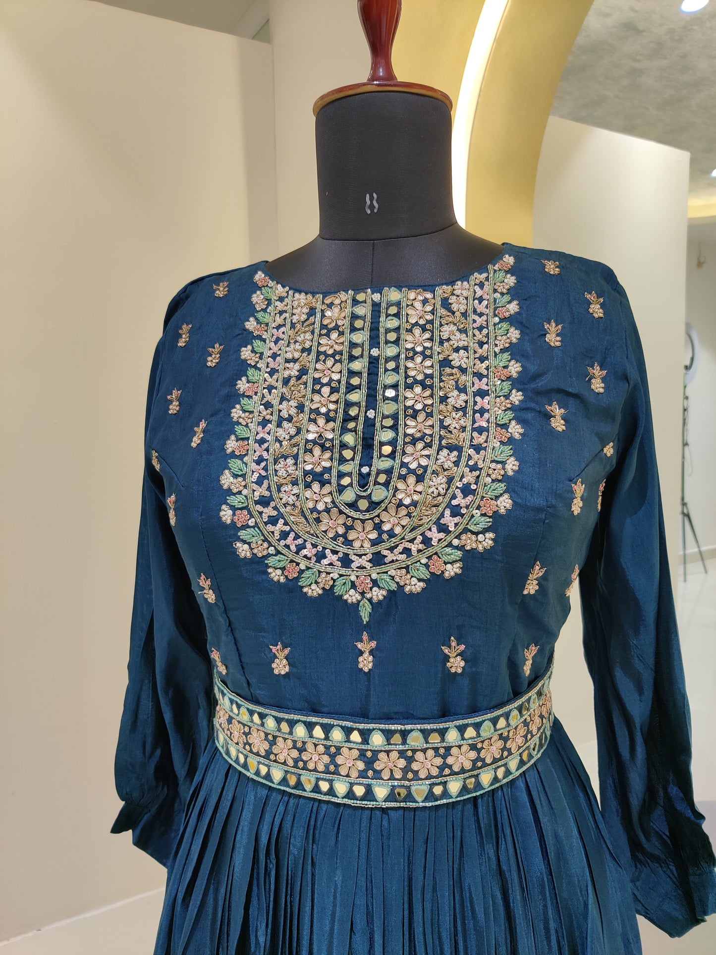 Silk gown with hand work