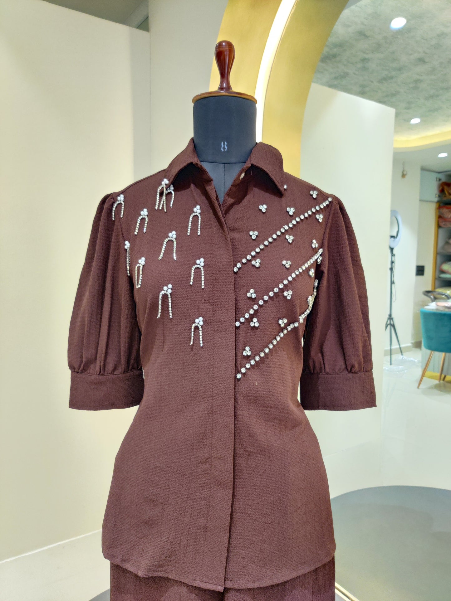 Stone studded cords set