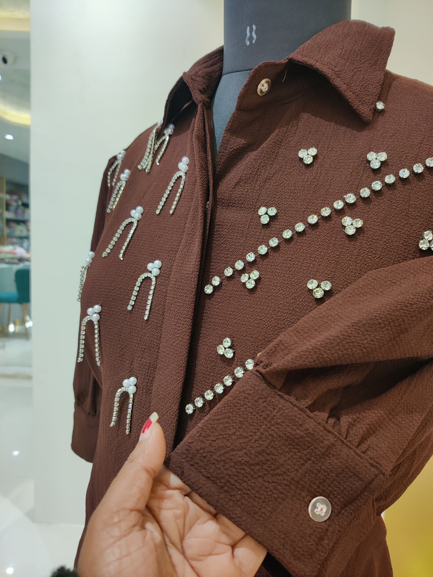 Stone studded cords set