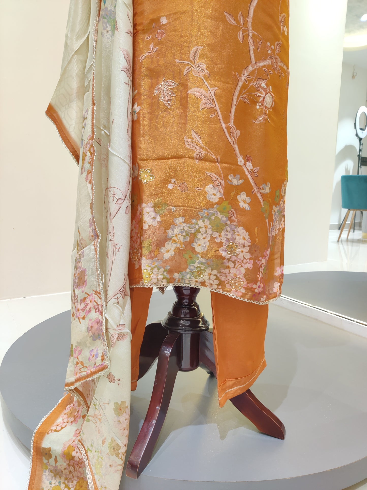 Tissue shimmer with hand work - Orange