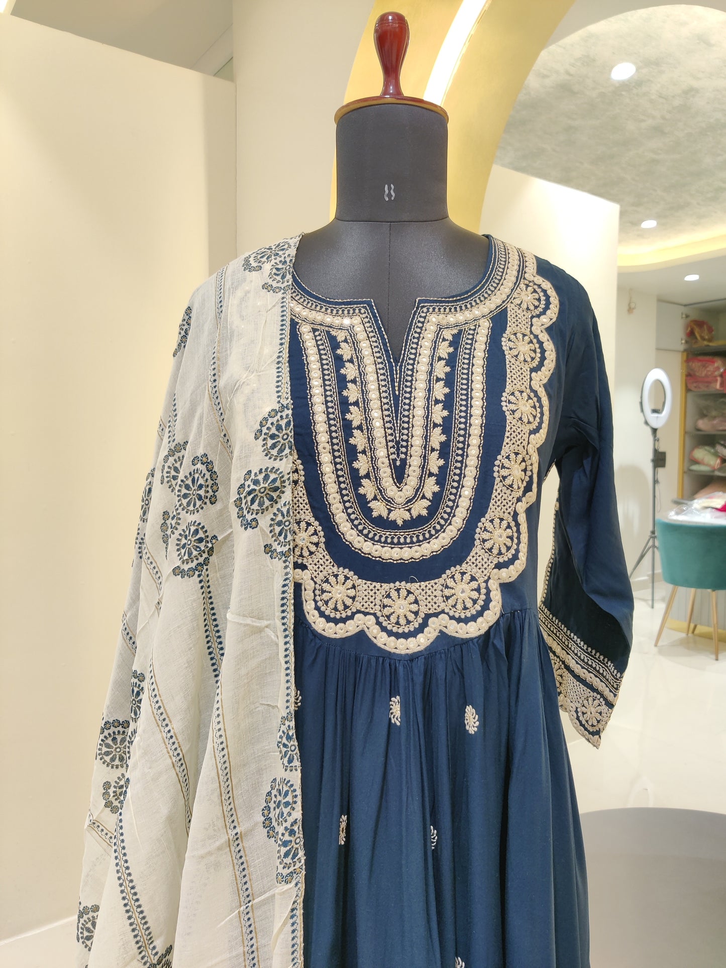 Rayon cotton suit - Navy Blue