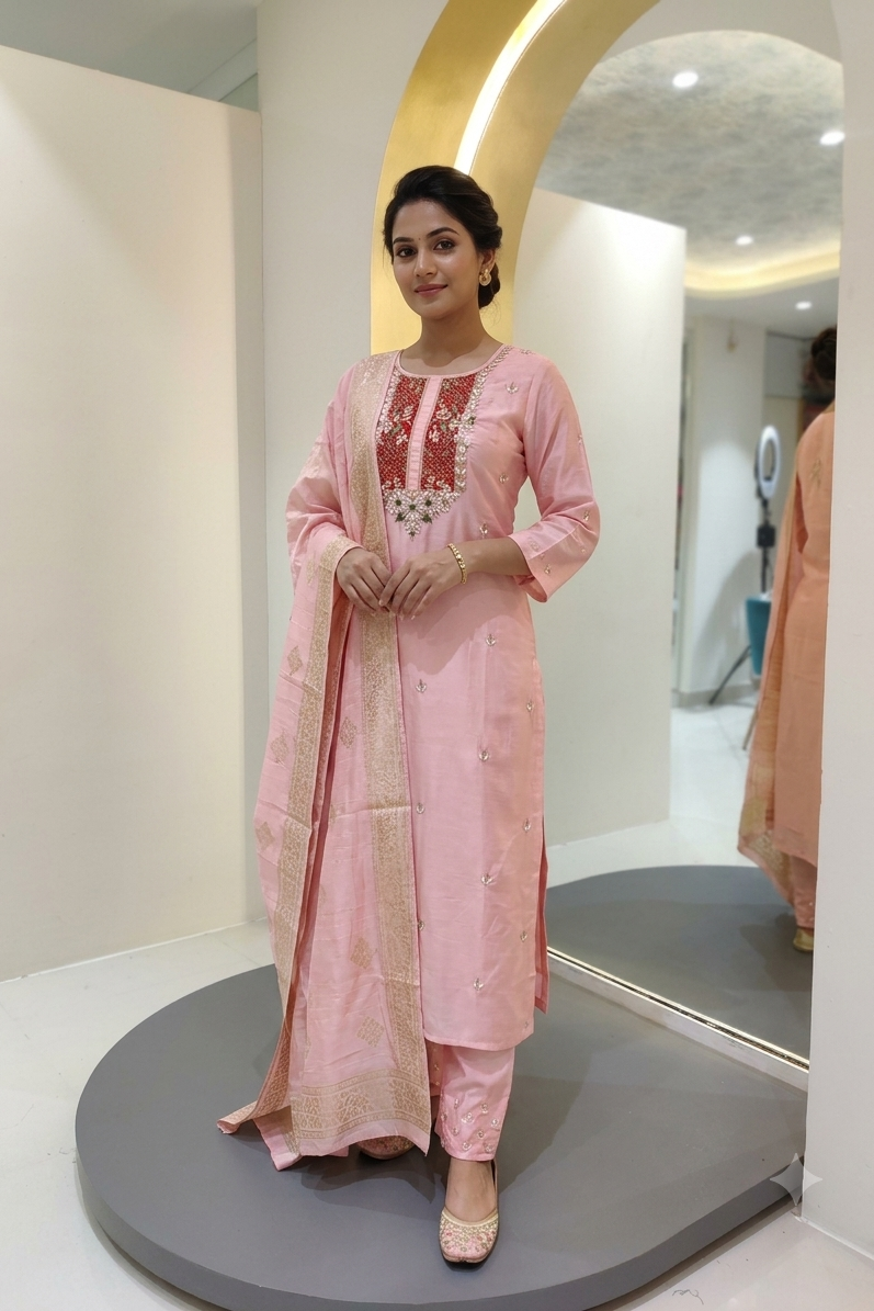 Dola silk suit - Light pink
