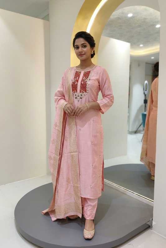 Dola silk suit - Light pink