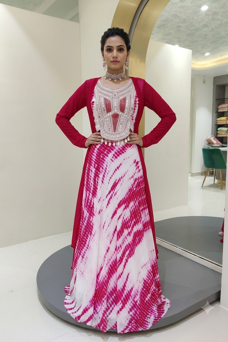 Shibori printed lehenga set