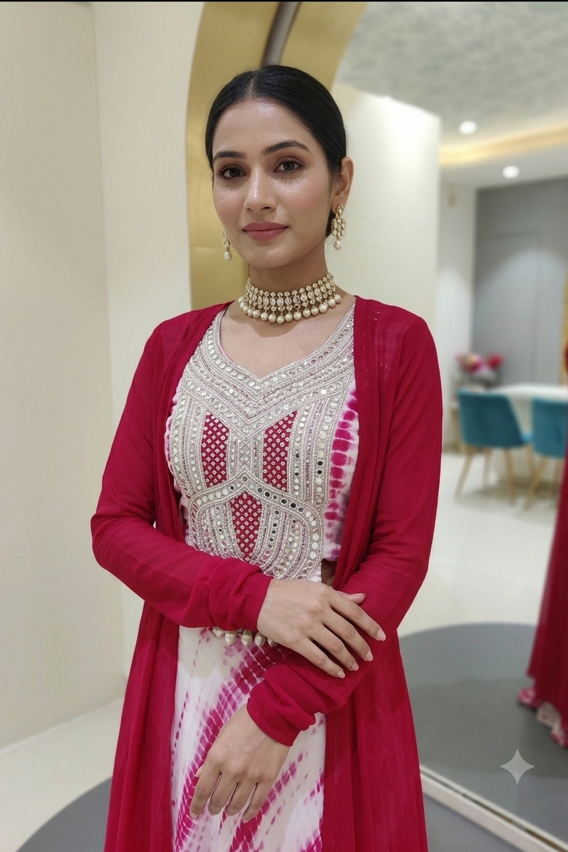 Shibori printed lehenga set