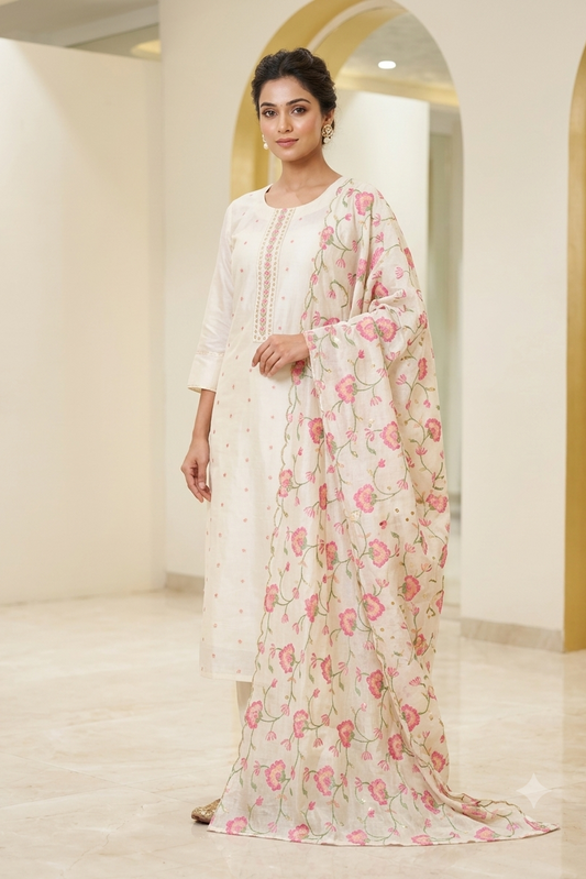 Chenderi silk suit - off White