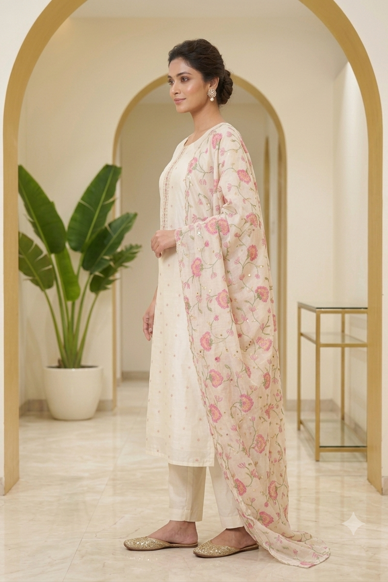 Chenderi silk suit - off White