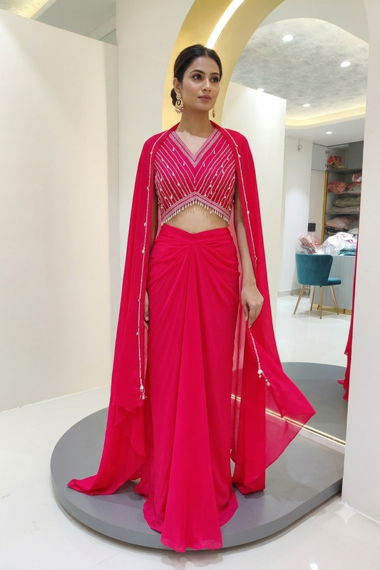 Crop top with skirt - Red Color