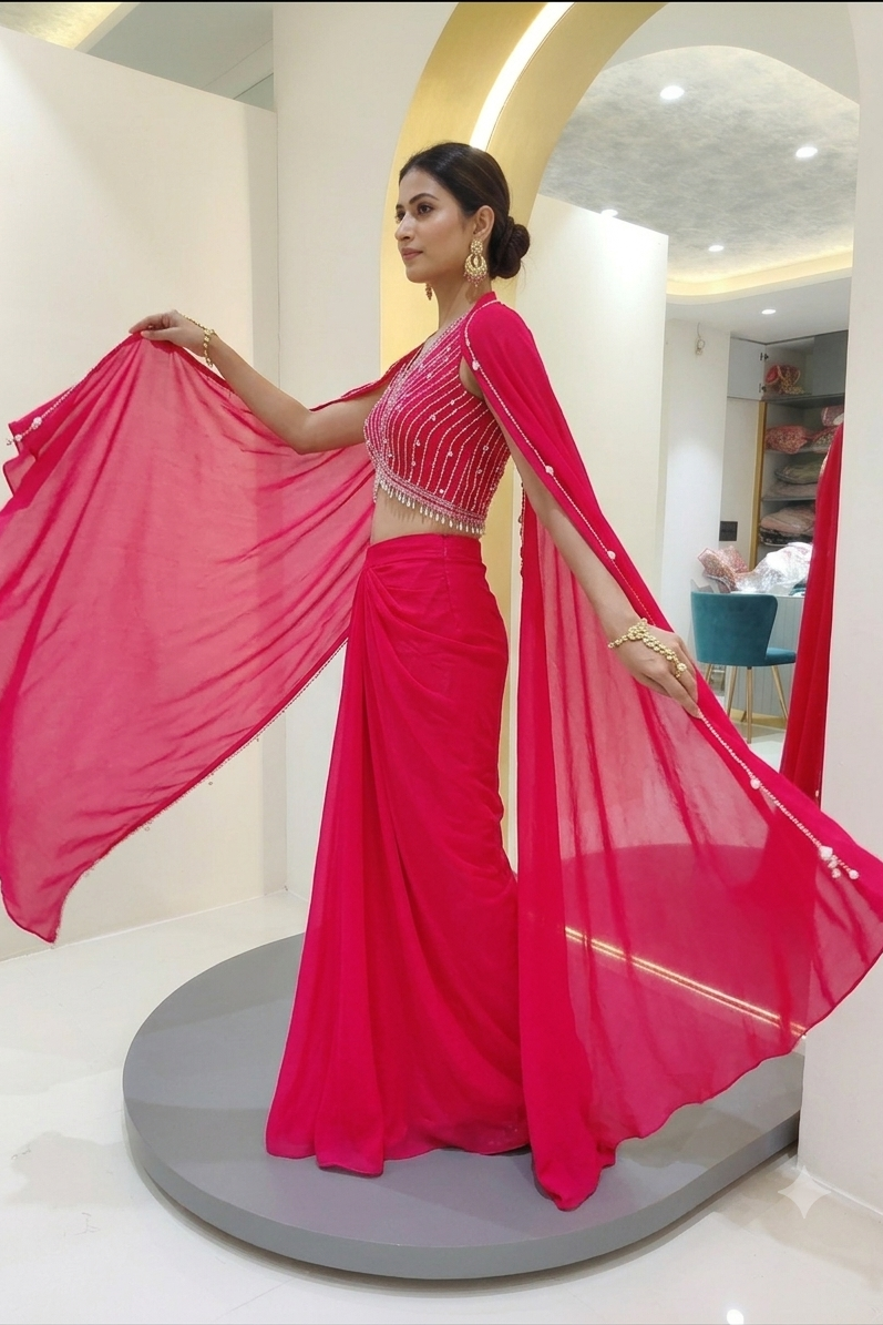 Crop top with skirt - Red Color