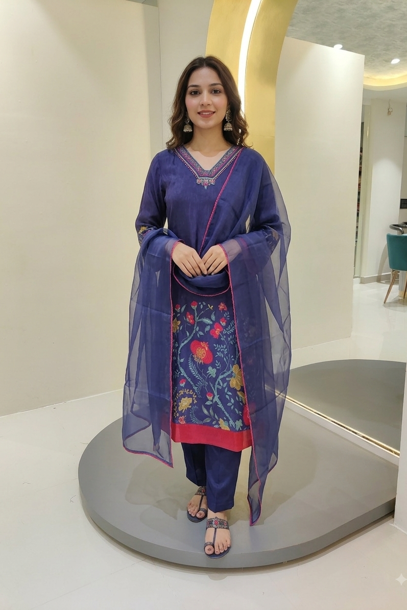 Butter crape printed suit