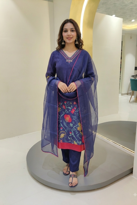 Butter crape printed suit