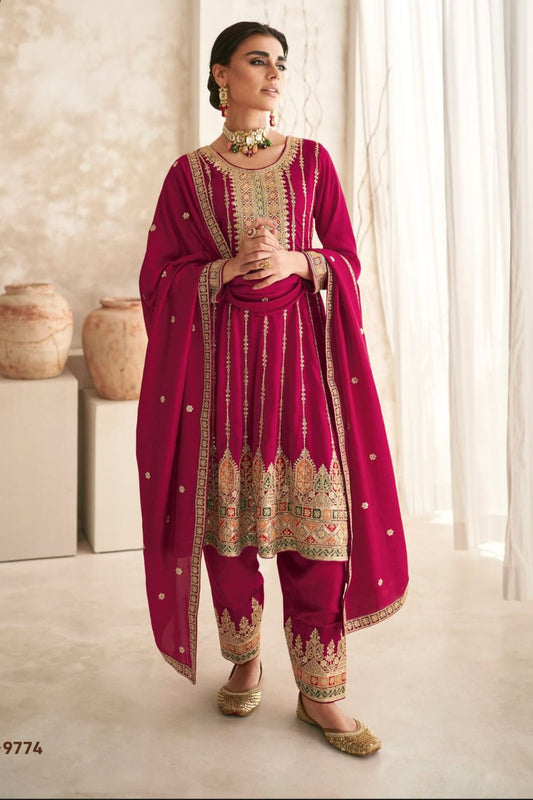 Zari work silk suit