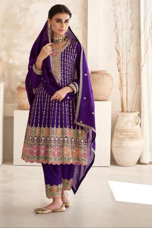 Zari work silk suit
