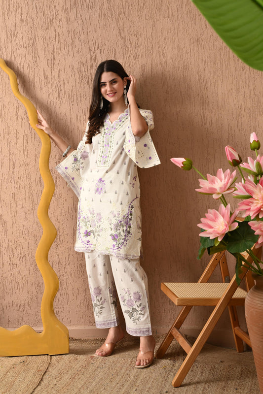 Mul cotton schiflie cords- white