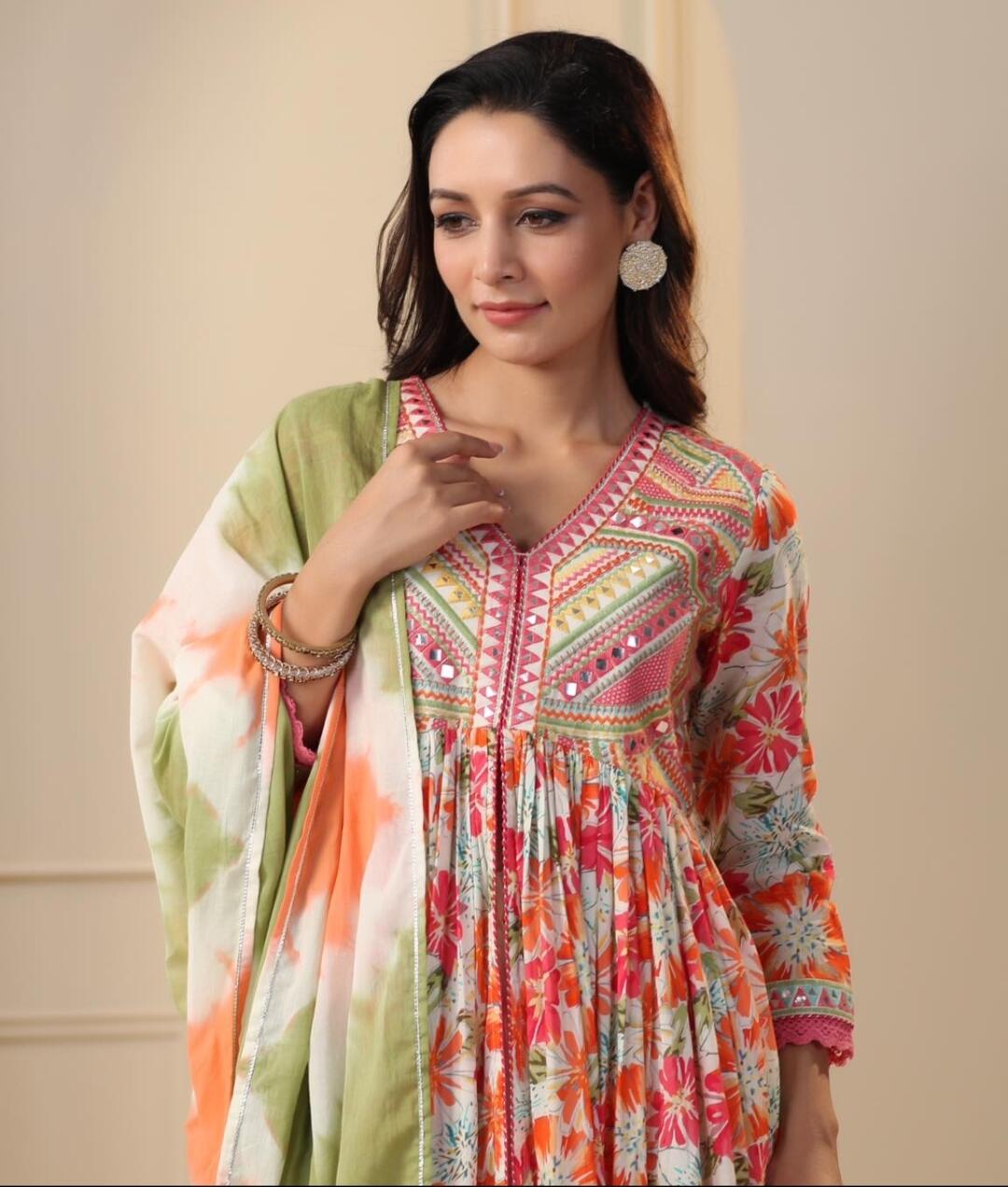 Multi color Anarkali with Front Slit