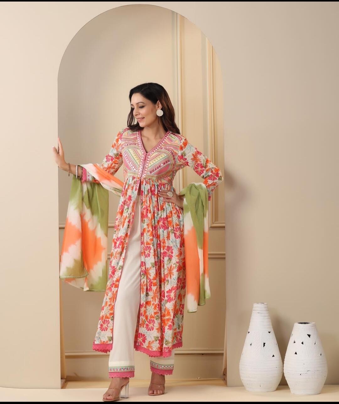 Multi color Anarkali with Front Slit