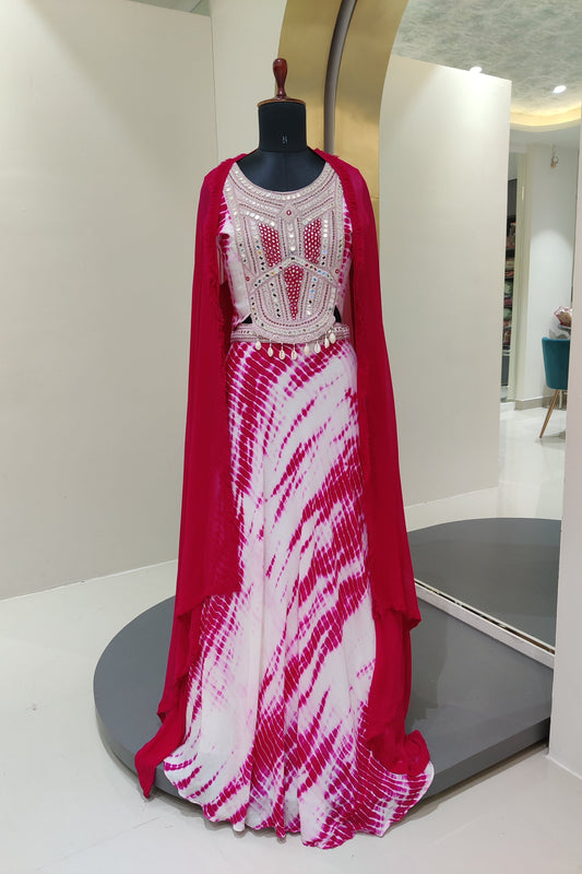 Shibori printed lehenga set