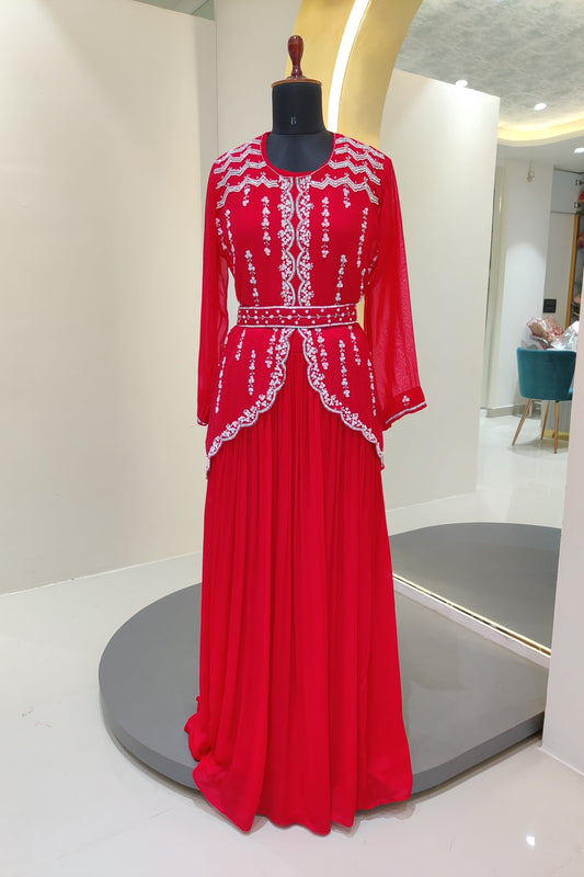 Embellished long top with skirt