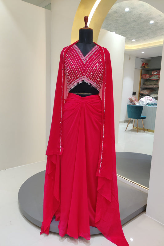 Crop top with skirt - Red Color
