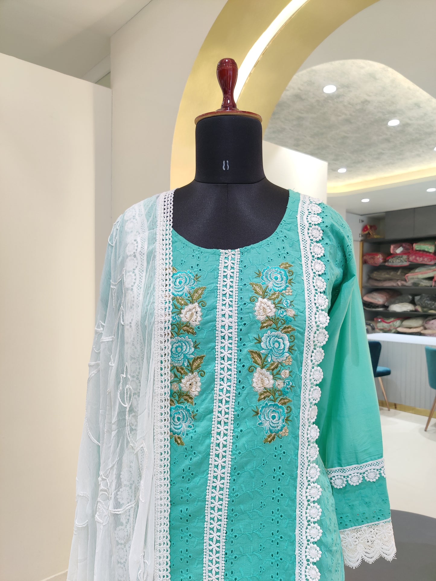 Schiffli cotton Pakistani suit
