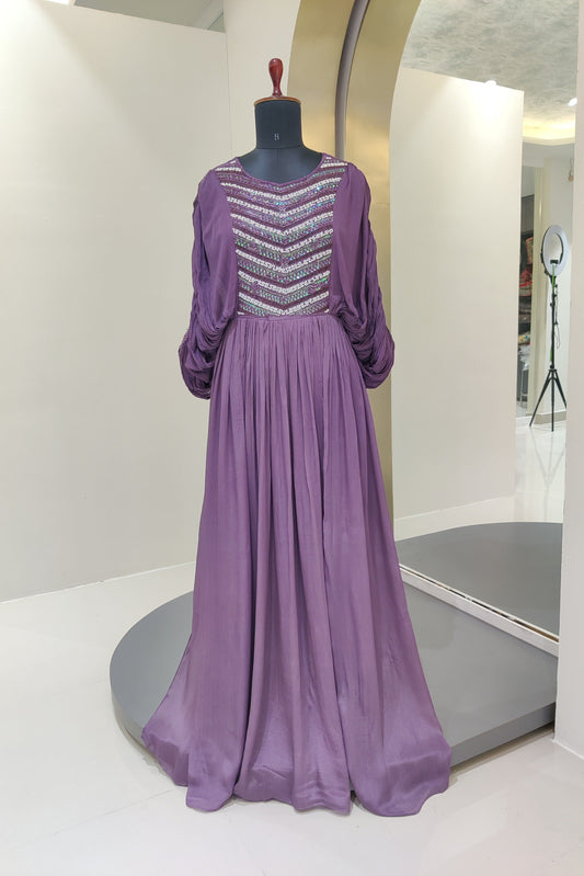 chinnon gown with hand work