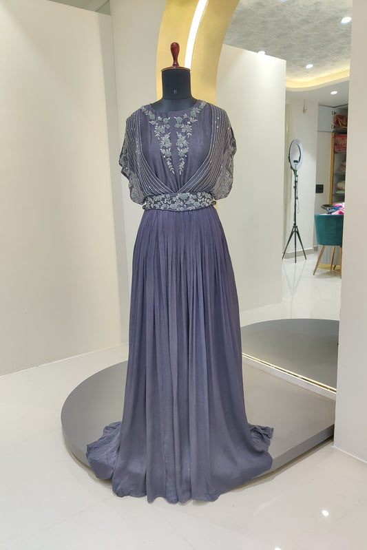 chinnon gown with hand work