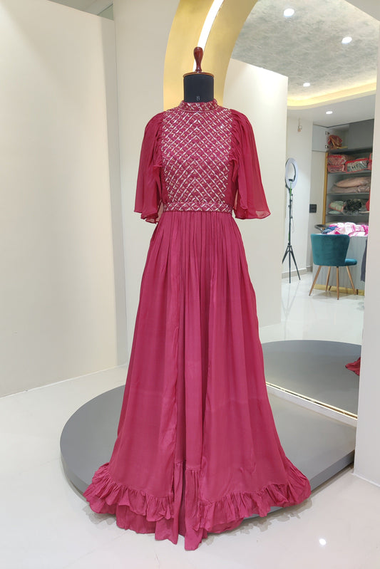 chinnon gown with hand work