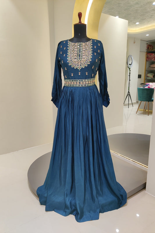 Silk gown with hand work
