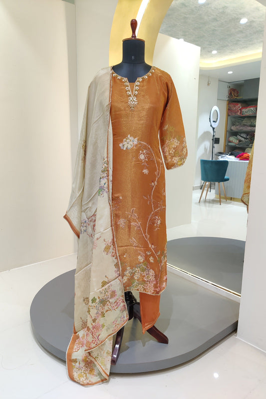 Tissue shimmer with hand work - Orange