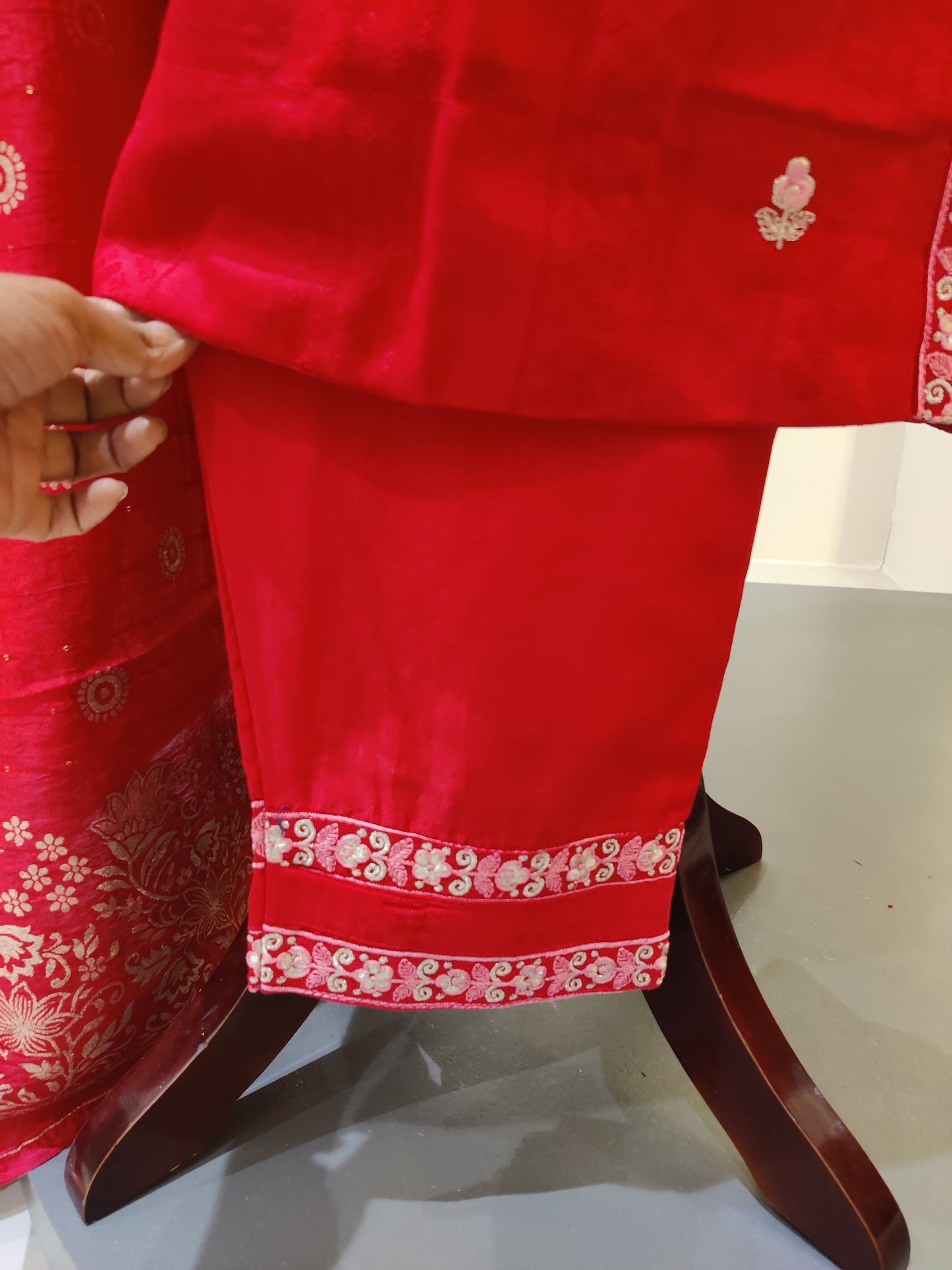 German silk with thread & hand work