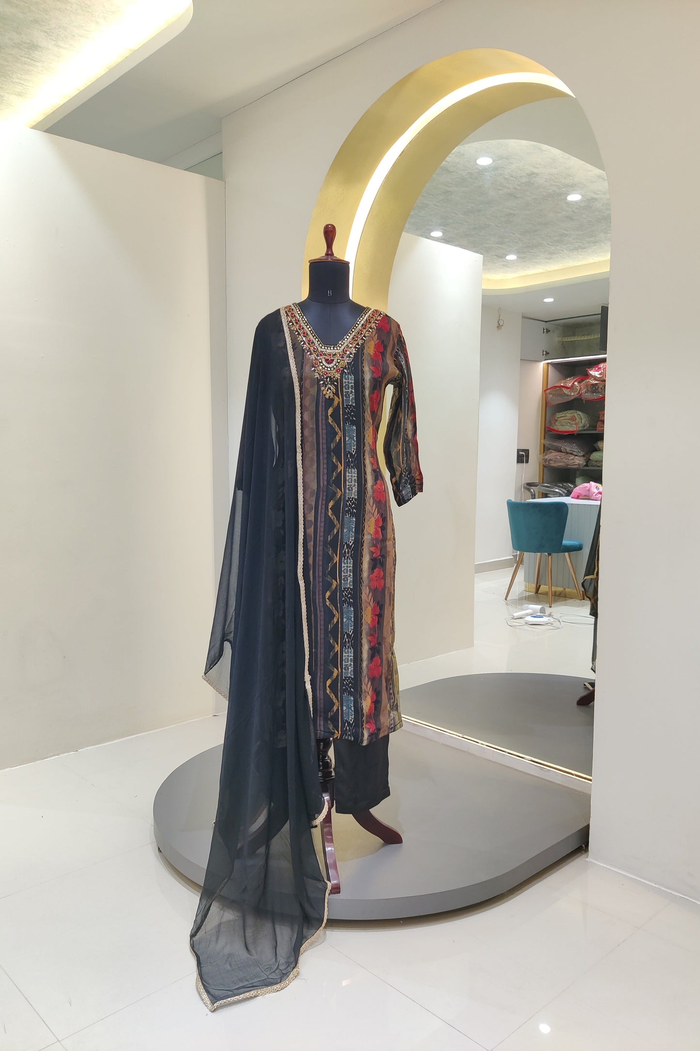 Chiffon Black Kurta Set