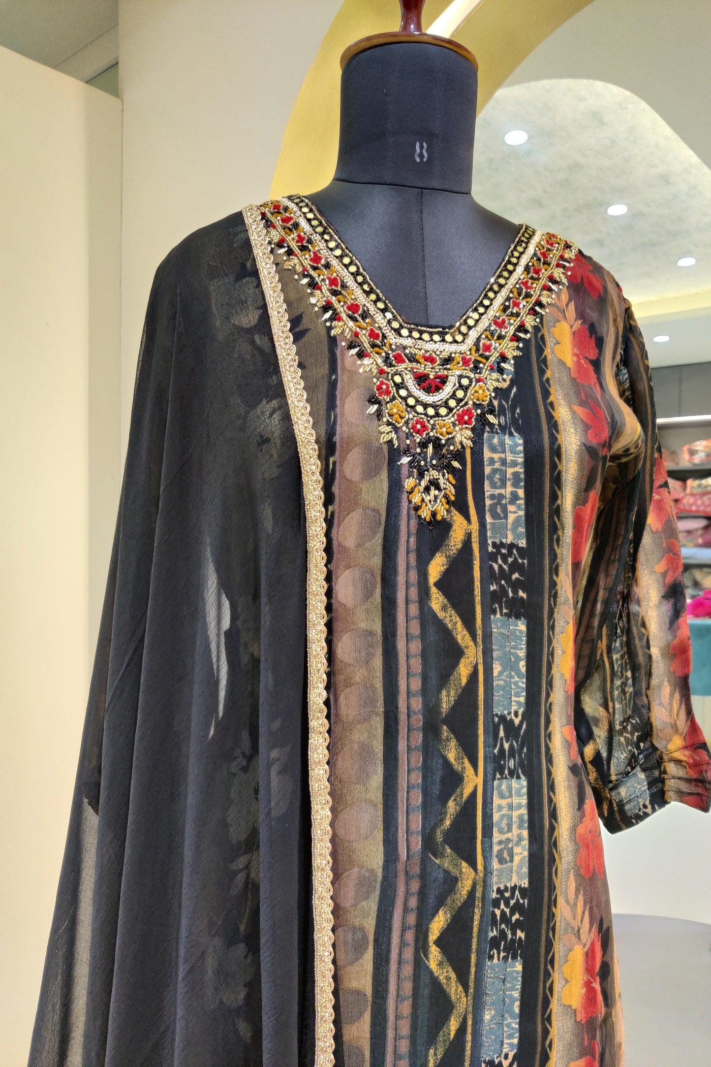 Chiffon Black Kurta Set