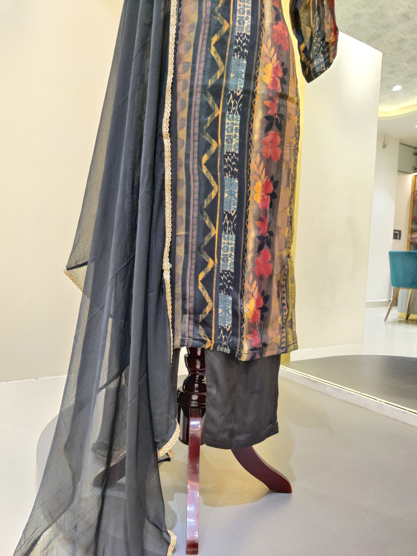 Chiffon Black Kurta Set
